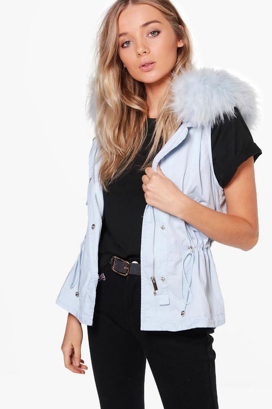 Angela Boutique Faux Fur Hood Gilet